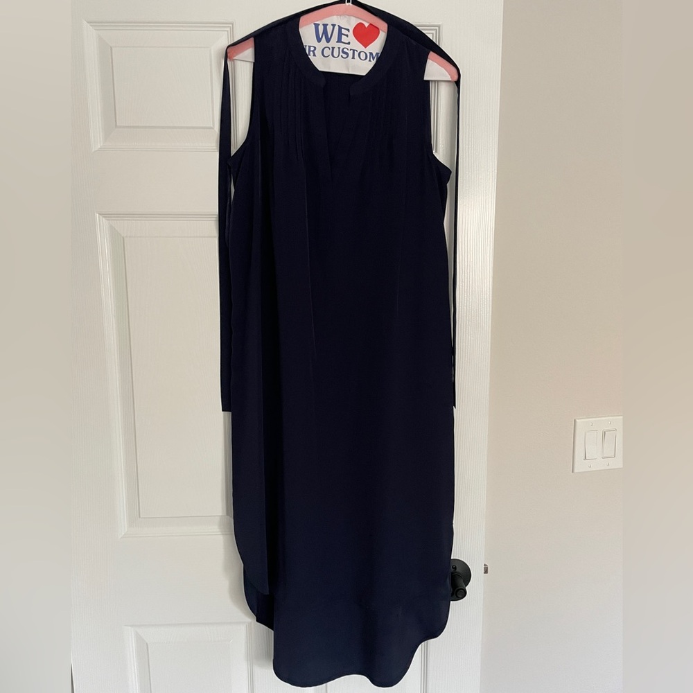 White House Back Market Navy Shirt Dress with Tie Belt Size Small